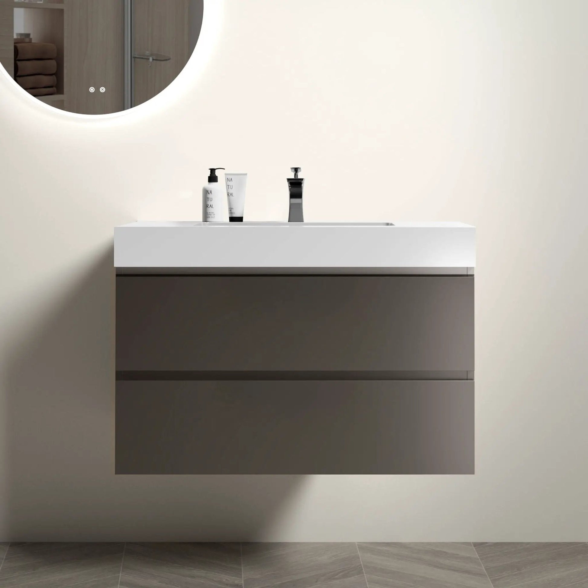 Alice bathroom vanity with sink, floating wall-mounted, large storage on Tampa Home & Garden Store