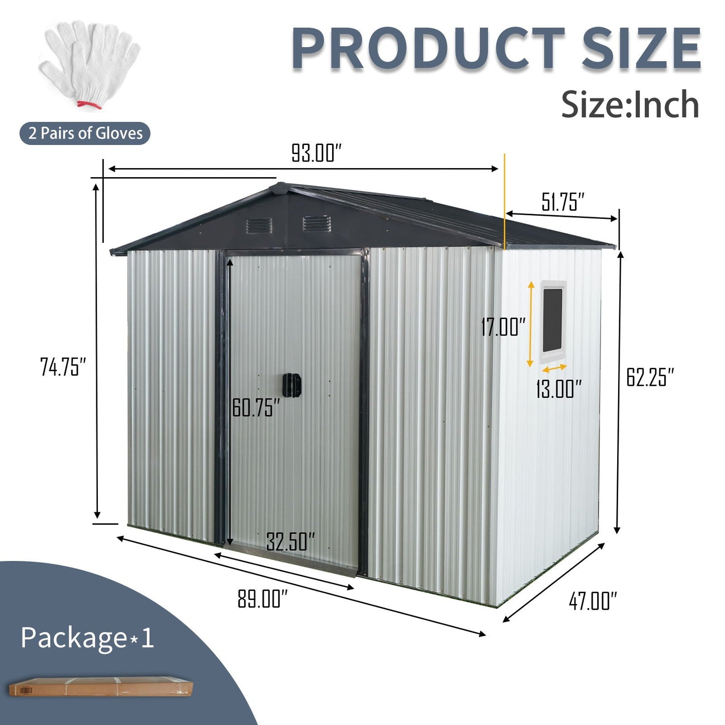 8 Ft Metal Shed With a Window and Sliding Doors