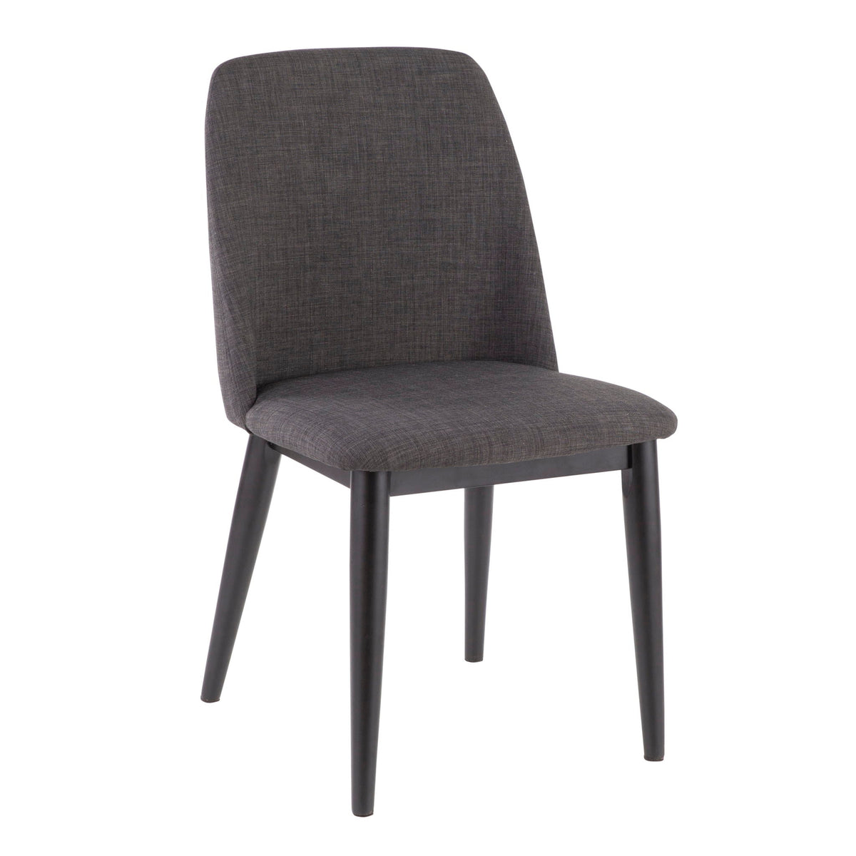 Contemporary dining chair set of 2 with charcoal upholstered seat and black legs on Tampa Home & Garden Store
