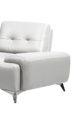 Turano Pearl Sectional Sofa white leather with tufted back and metal legs, left chaise on Tampa Home & Garden Store