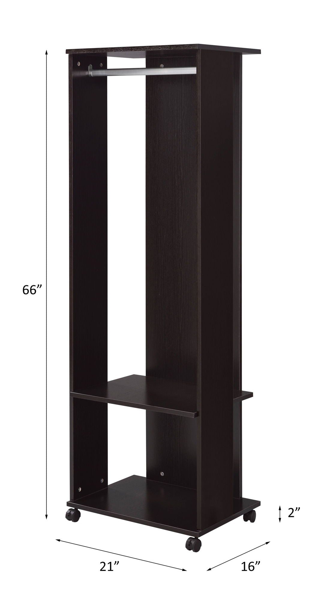 Kolen Hall Tree Espresso with mirror, freestanding unit with clothing rod and shelves on Tampa Home & Garden Store