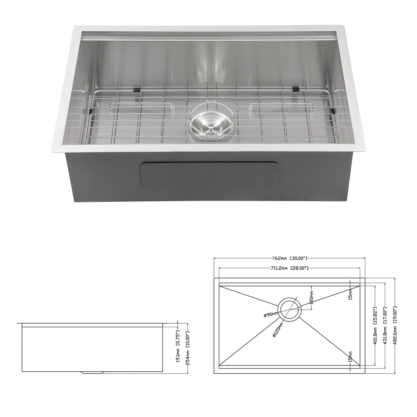 Single bowl undermount workstation sink by HouseOfZazla with stainless steel and wire rack on Tampa Home & Garden Store