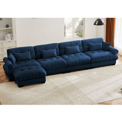 Super Comfort Oversized Modular Sectional Sofa with movable ottoman blue by HouseOfZazla on Tampa Home & Garden Store