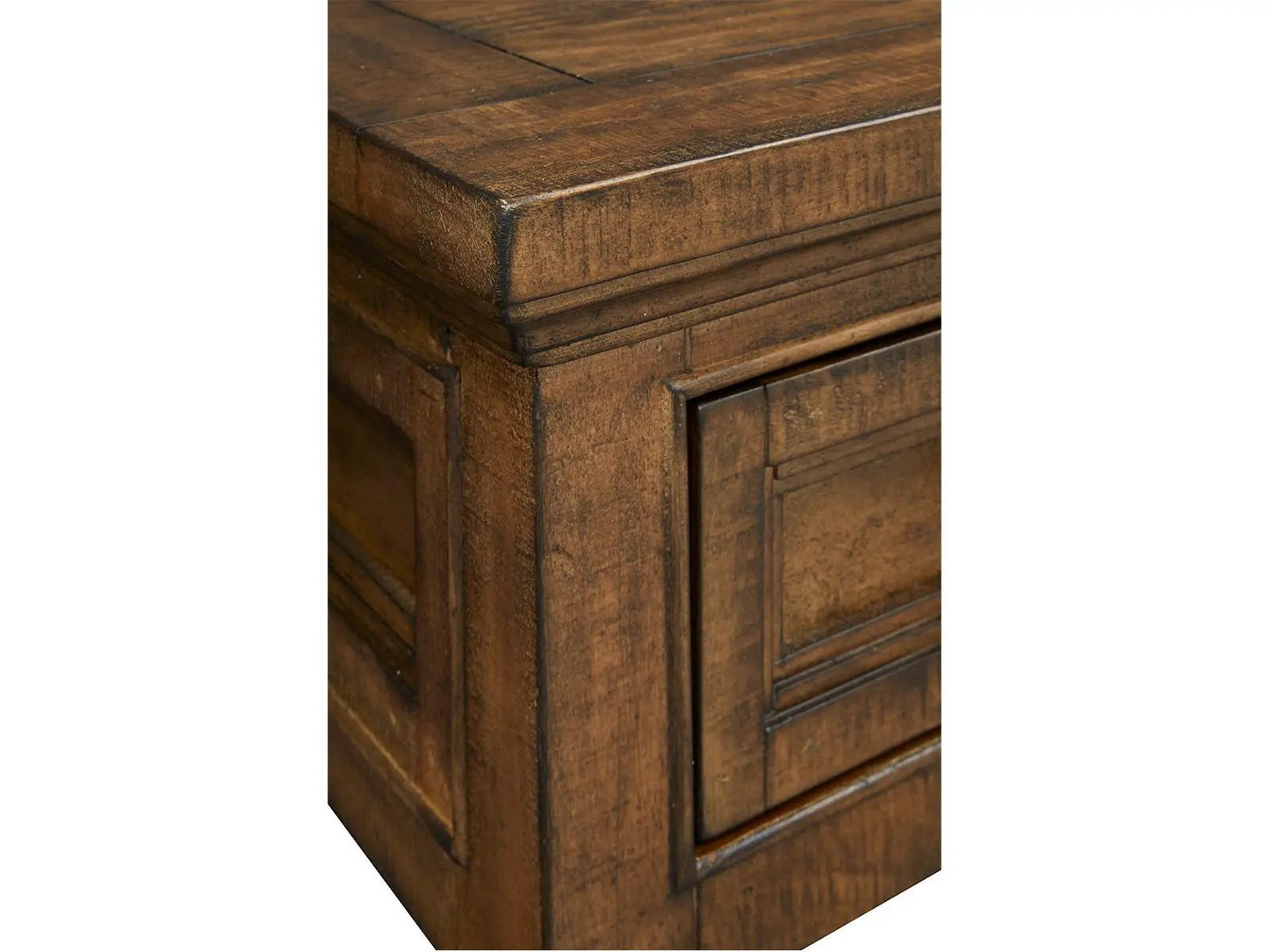 Bay Creek rectangular end table in dark brown wood with paneled fronts Unique Piece Furniture on Tampa Home & Garden Store