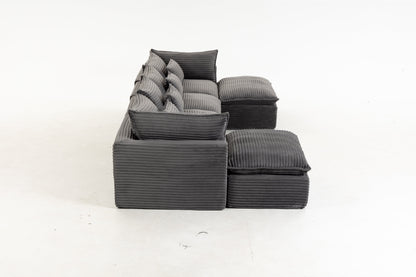 129.8 width Cloud Couch oversized modular sectional sofa in gray ribbed fabric cushions on Tampa Home & Garden Store