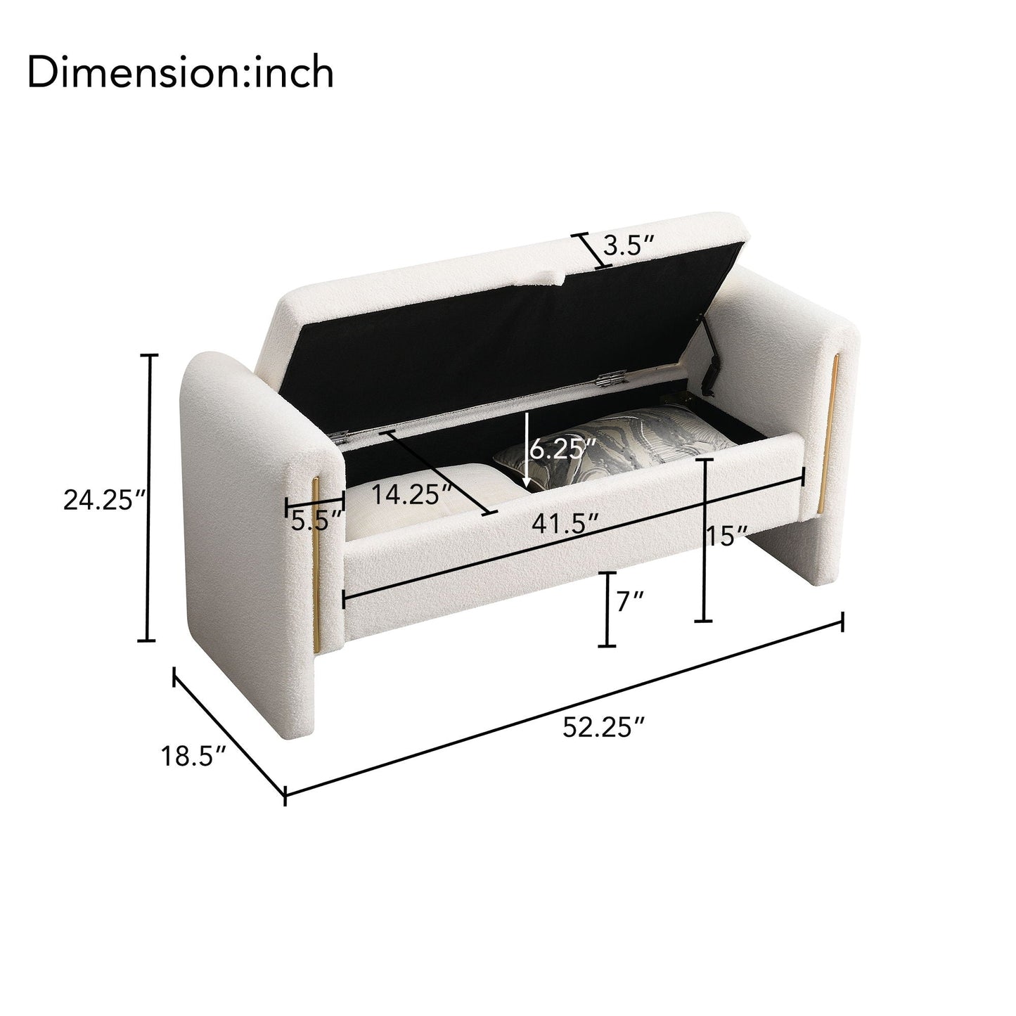 Modern Plush Teddy Bench With Storage And Seat