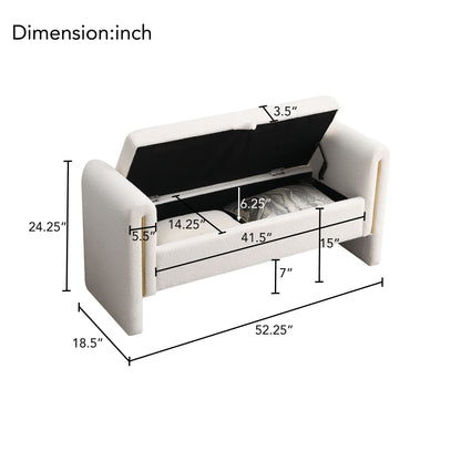 Modern Plush Teddy Bench With Storage And Seat