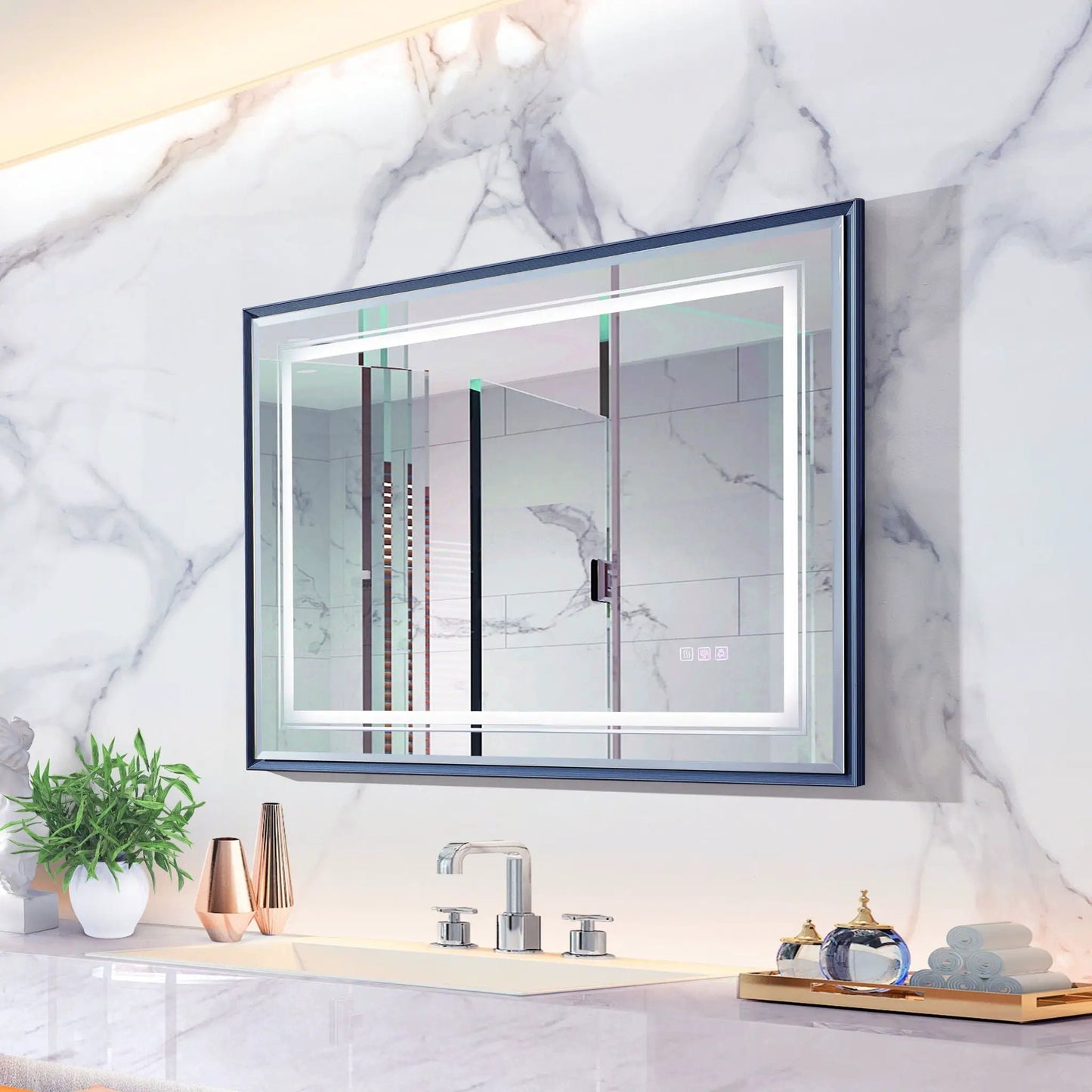 Led Beveled Front and Backlit Mirror for Bathroom