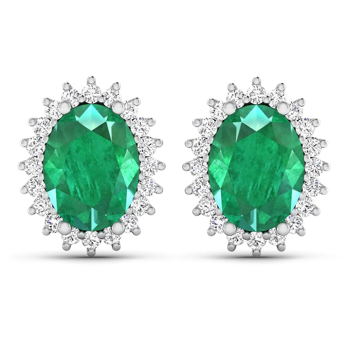 Bids.com 2.66ct Zambian emerald and diamond halo earrings in 14K white gold pair on Tampa Home & Garden Store