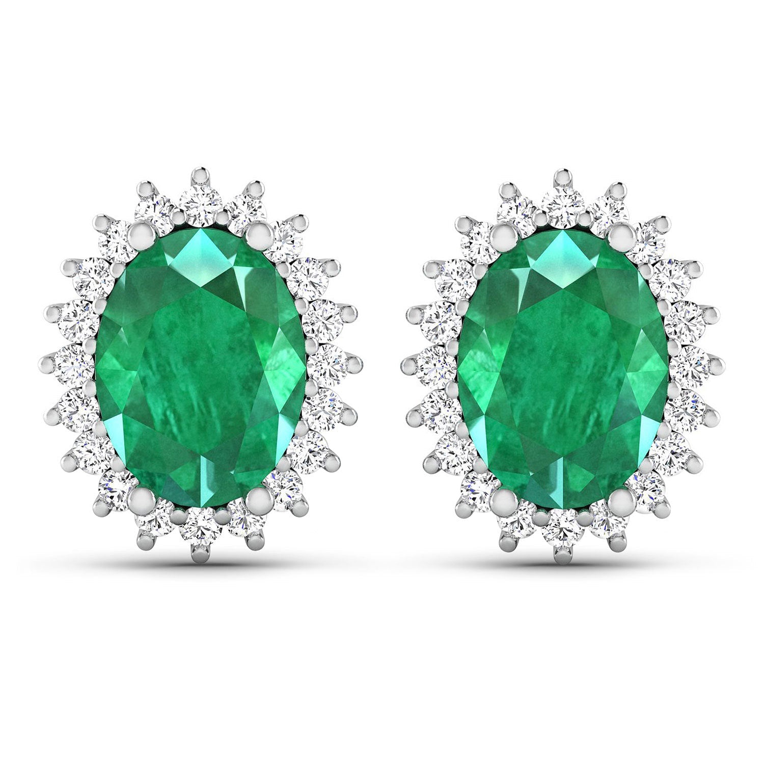 Bids.com 2.66ct Zambian emerald and diamond halo earrings in 14K white gold pair on Tampa Home & Garden Store