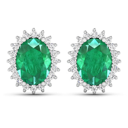 Bids.com 2.66ct Zambian emerald and diamond halo earrings in 14K white gold pair on Tampa Home & Garden Store