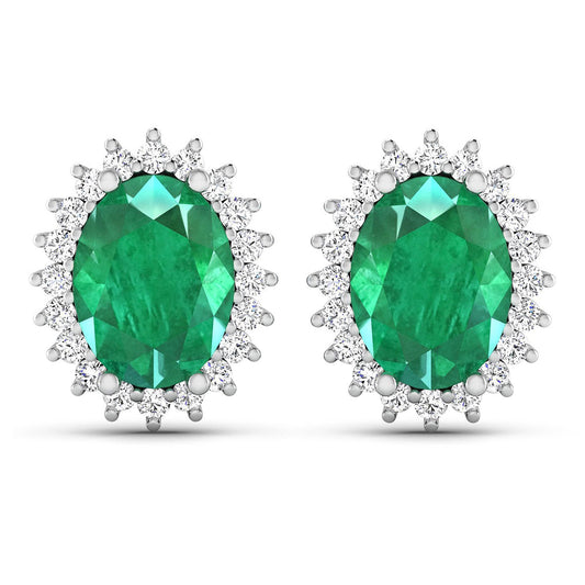 Bids.com 2.66ct Zambian emerald and diamond halo earrings in 14K white gold pair on Tampa Home & Garden Store