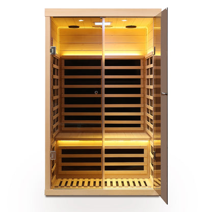 Hemlock infrared double sauna room with glass doors, 2-person indoor luxury by HouseOfZazla on Tampa Home & Garden Store