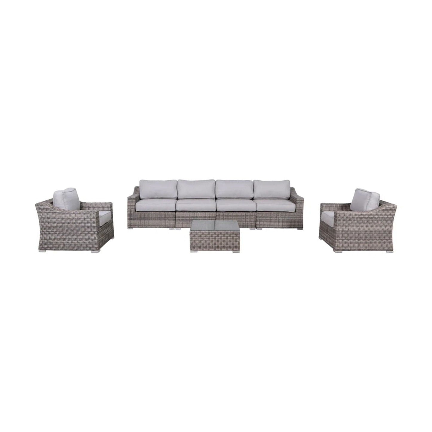 Outdoor Wicker Set With Glass Table And Cushions