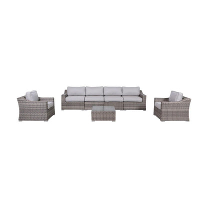 Outdoor Wicker Set With Glass Table And Cushions