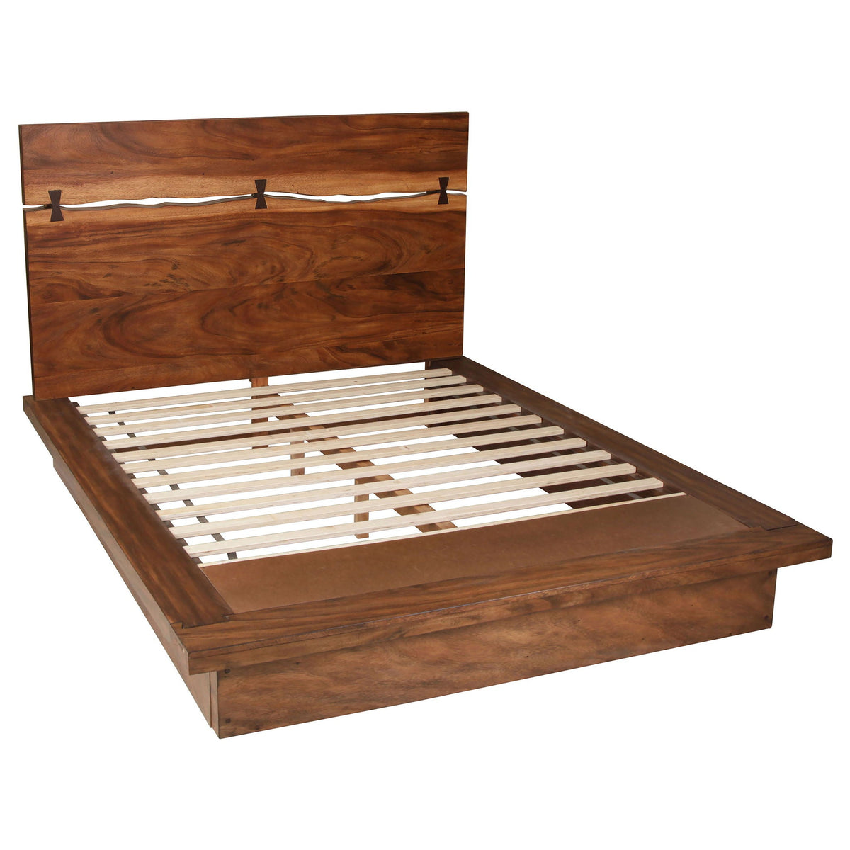 Mallory platform bed with exposed joinery headboard in walnut by HouseOfZazla on Tampa Home & Garden Store