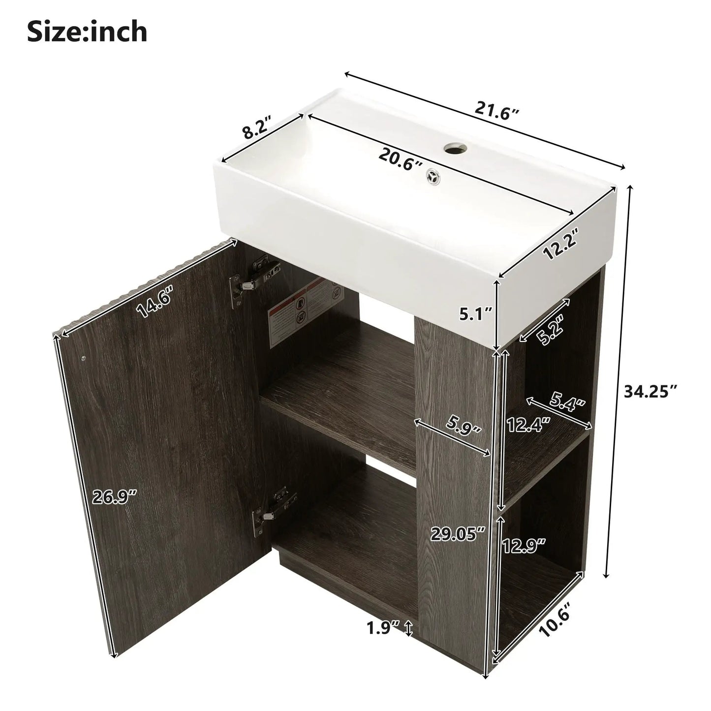 Bathroom Vanity With Sink, Freestanding Cabinet