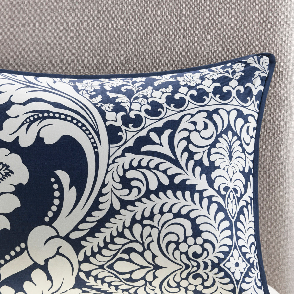Pillow sham from HouseOfZazla Indigo Queen 7 Piece Cotton Printed Comforter Set navy damask on Tampa Home & Garden Store