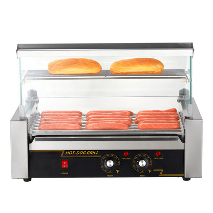 Hot dog roller grill with 7 rollers and 18 hot dogs capacity; stainless steel with front knobs on Tampa Home & Garden Store