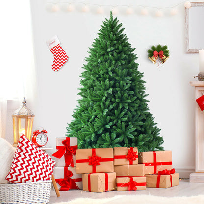 6 ft unlit artificial Christmas tree DirectDeals 1250 branch tips in green shown with gifts on Tampa Home & Garden Store