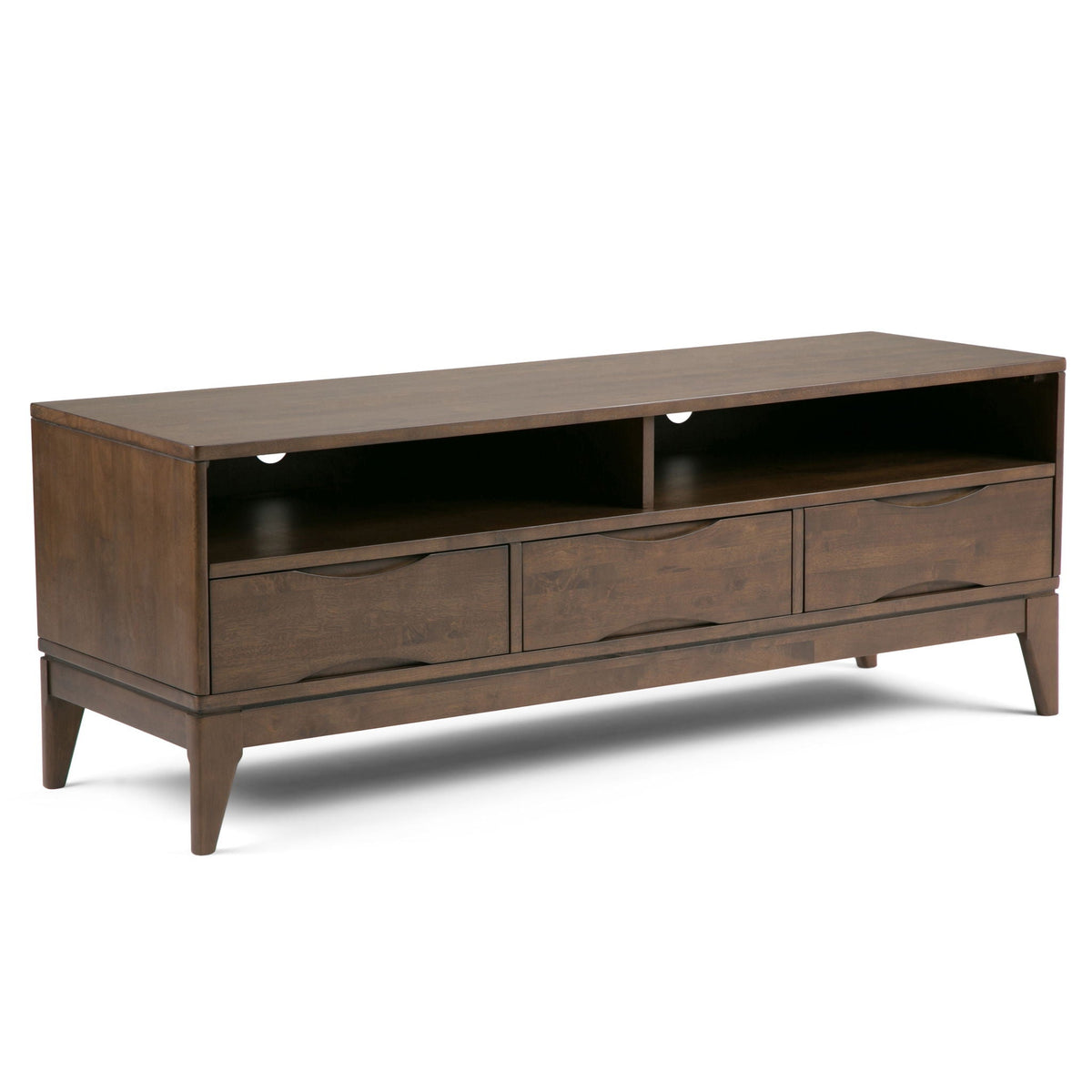 Handcrafted rubberwood TV stand with drawers in dark brown by HouseOfZazla on Tampa Home & Garden Store