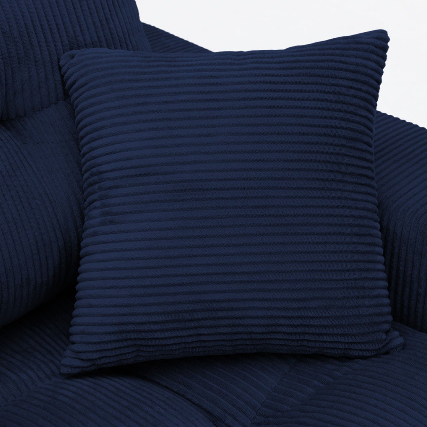 Corner chaise cushions in navy blue corduroy with ribbed texture, 2 cushions on Tampa Home & Garden Store