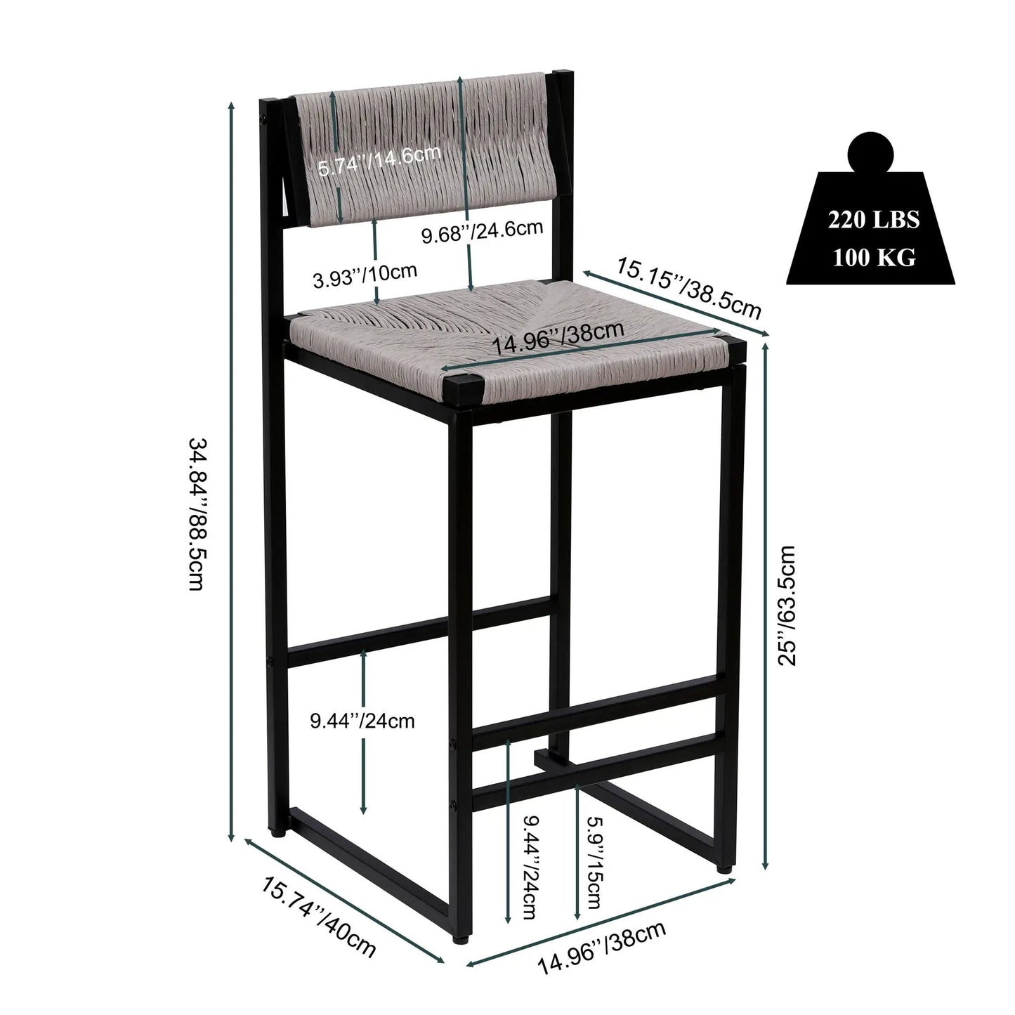 Bar Stools Paper Rope Weave Dining Chairs