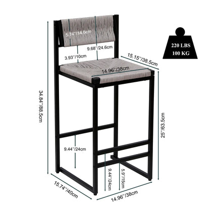 Bar Stools Paper Rope Weave Dining Chairs