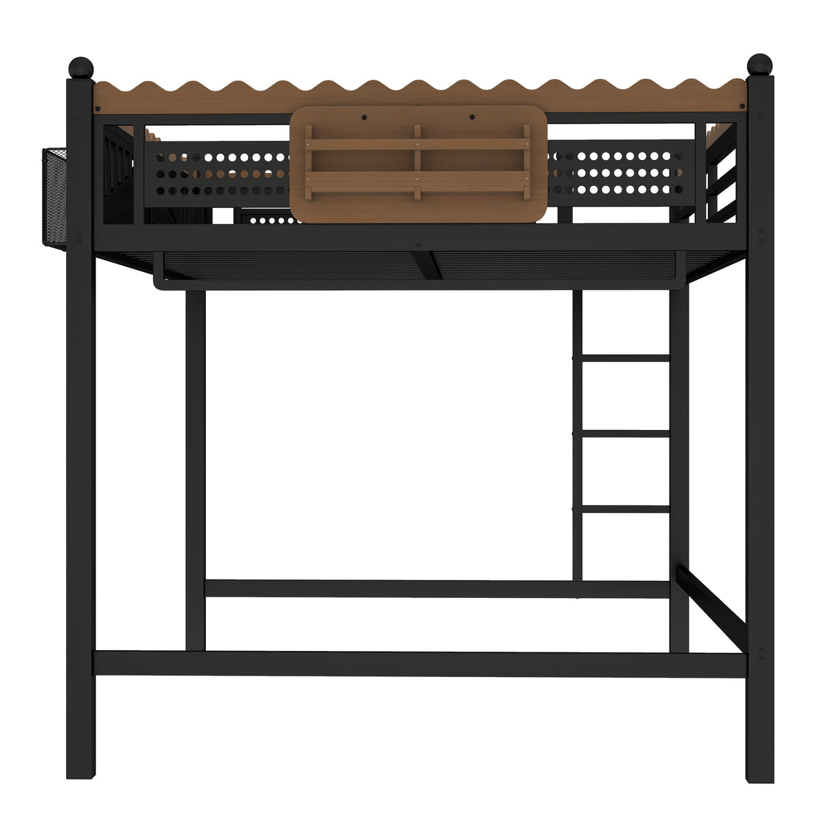 Queen Size Loft Bed with Ladders and Storage by HouseOfZazla black metal frame with wood accents on Tampa Home & Garden Store