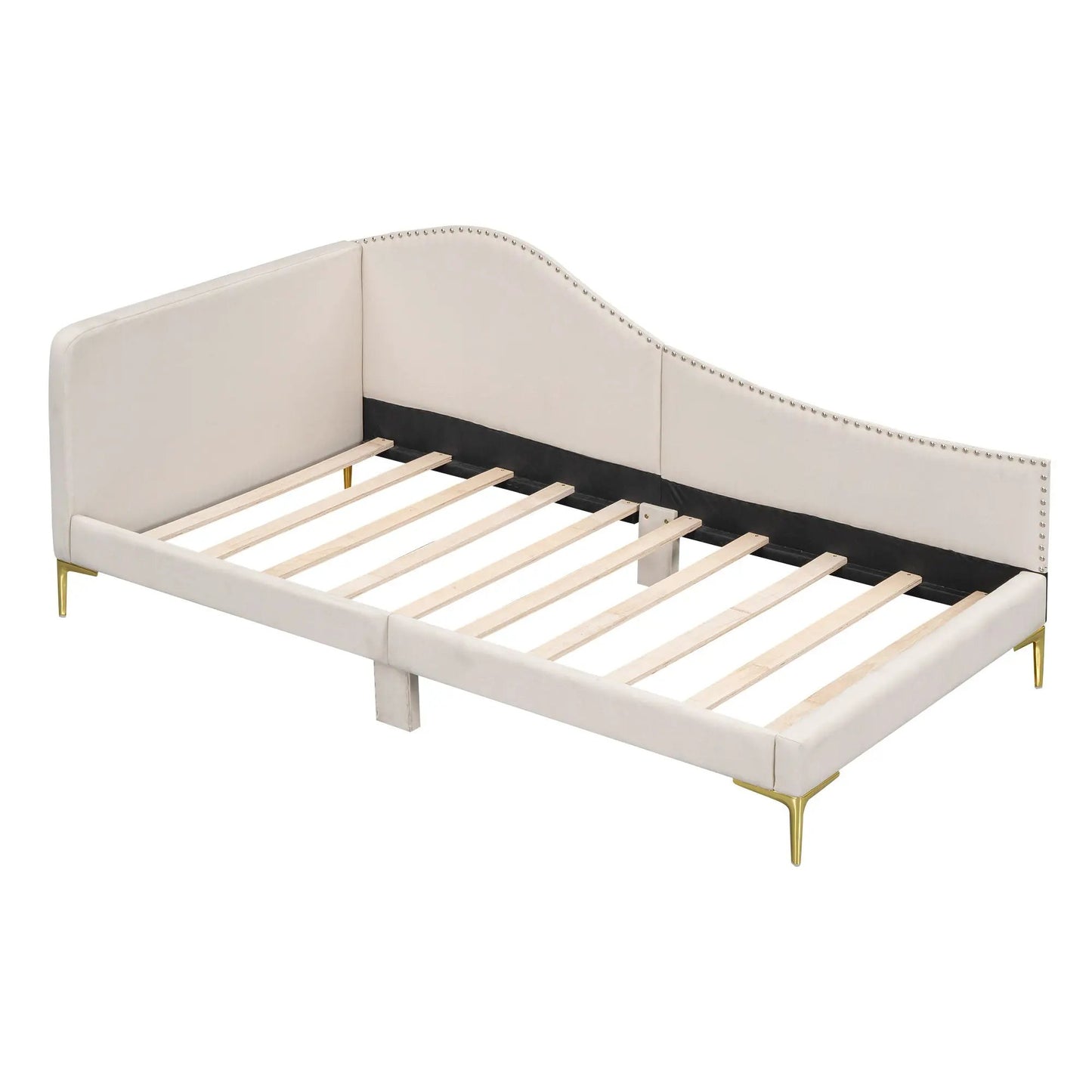 Upholstered Daybed with Headboard and Armrest