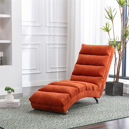 Massage Chaise Lounge orange fabric with remote control in white paneled living room on Tampa Home & Garden Store