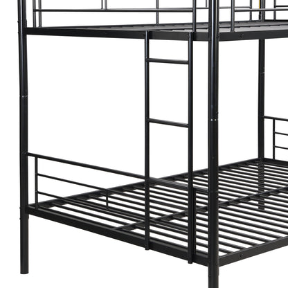 Black metal bunk bed frame with full-over-full and slatted beds no box spring needed on Tampa Home & Garden Store