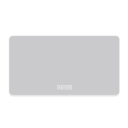 LED bathroom mirror with 3-color dimmable backlight in pearl silver, bottom control icons on Tampa Home & Garden Store