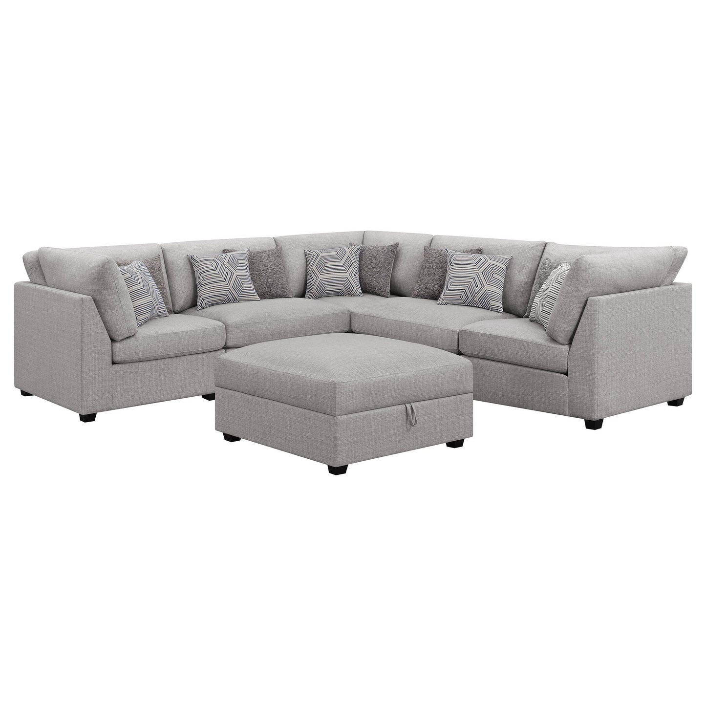 Lafayette modular sectional sofa 2-piece in light gray fabric with pillows by HouseOfZazla on Tampa Home & Garden Store