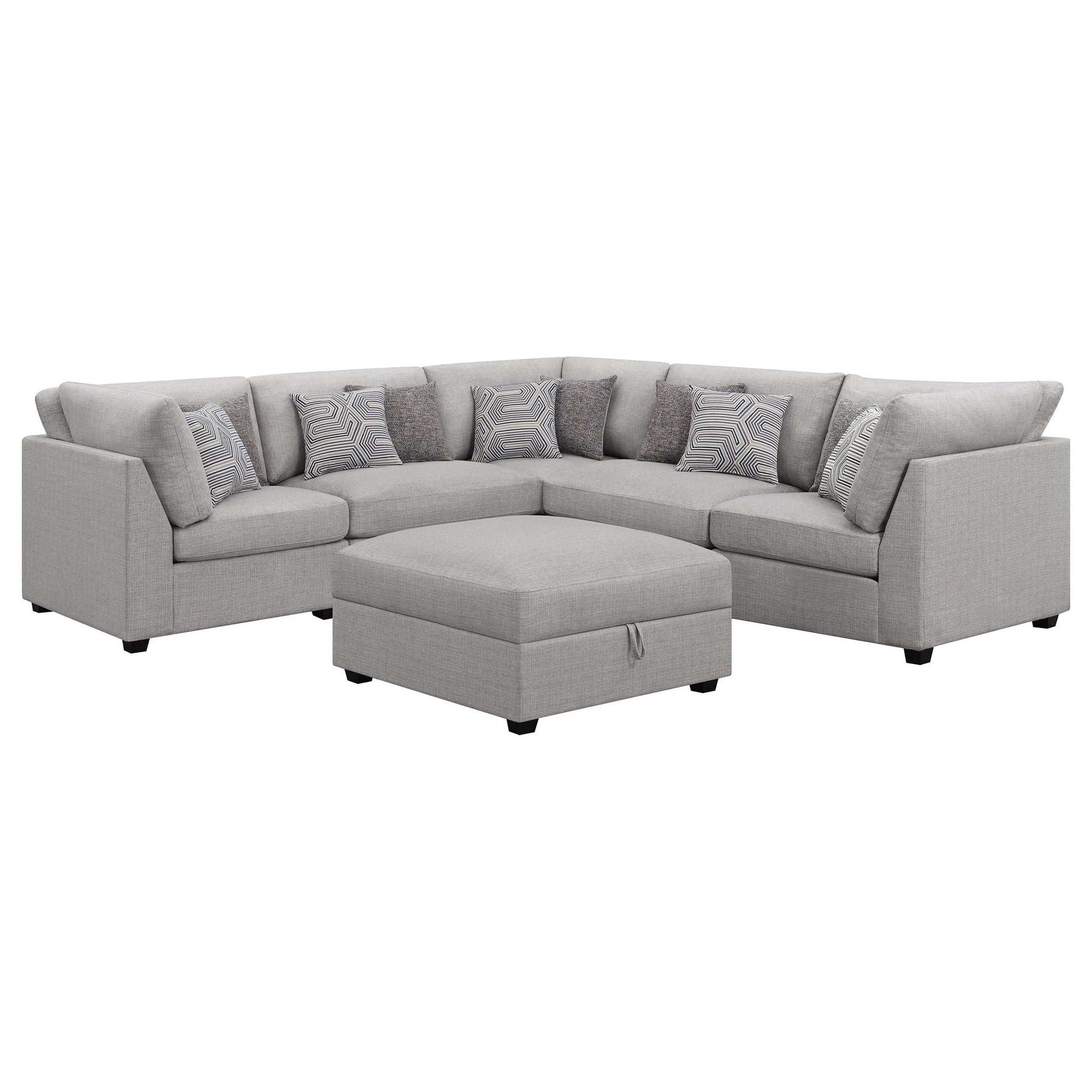 Lafayette modular sectional sofa 2-piece in light gray fabric with pillows by HouseOfZazla on Tampa Home & Garden Store