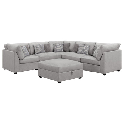 Lafayette modular sectional sofa 2-piece in light gray fabric with pillows by HouseOfZazla on Tampa Home & Garden Store
