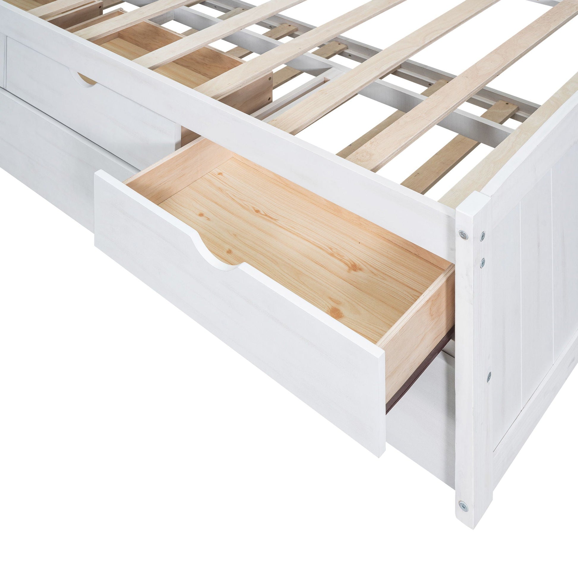 Captain bed in white with 3 built-in storage drawers and slatted frame on Tampa Home & Garden Store