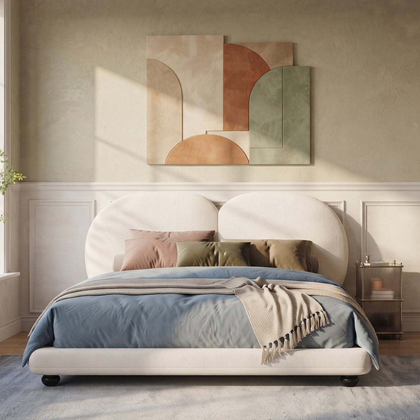 Upholstered Bed Frame With Split Luxury Headboard