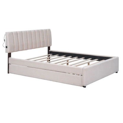 Upholstered Platform Bed With Trundle System