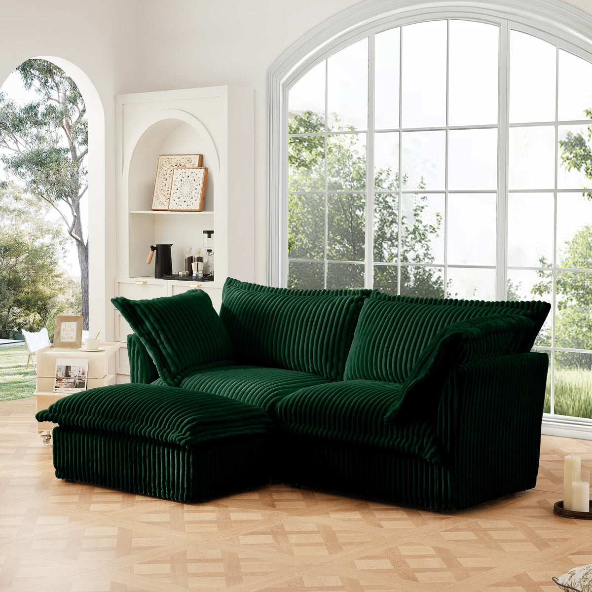 Slipcovered Sectional Sofa and the Ottoman Bed