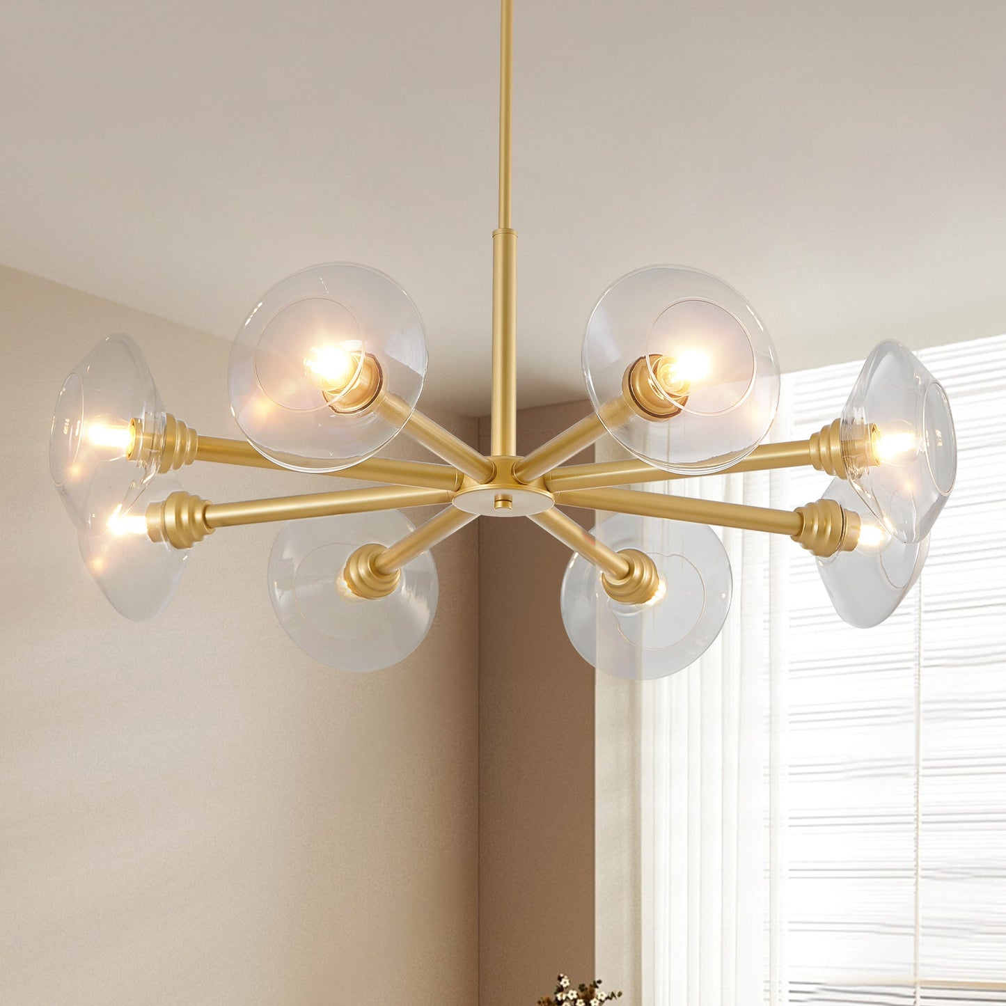 36 in Modern Gold 8-Light Sputnik Chandelier with Clear Glass Shades by HouseOfZazla on Tampa Home & Garden Store