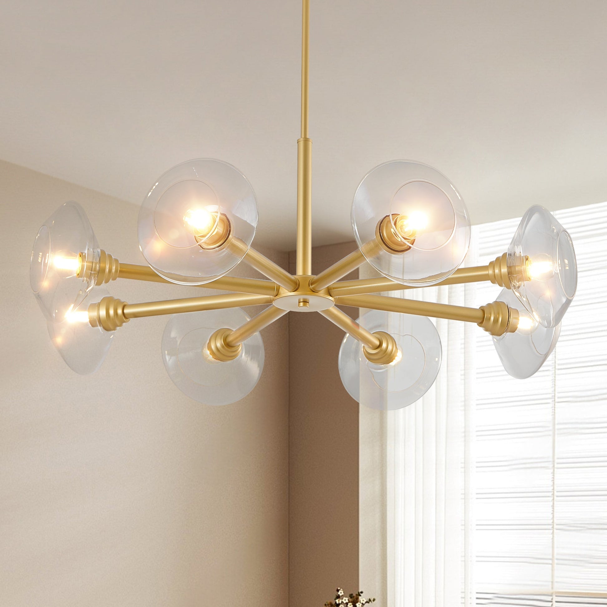 36 in Modern Gold 8-Light Sputnik Chandelier with Clear Glass Shades by HouseOfZazla on Tampa Home & Garden Store