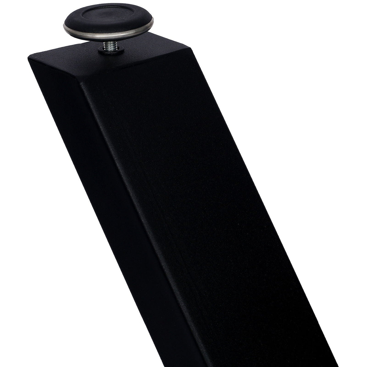 Wide black metal table leg with square profile and top adjustable leveling foot on Tampa Home & Garden Store