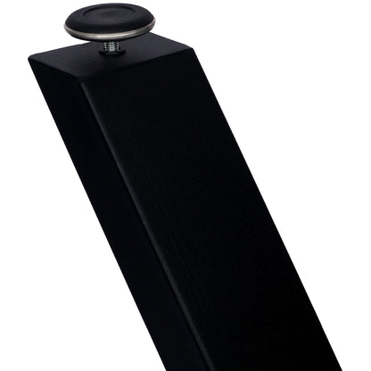 Wide black metal table leg with square profile and top adjustable leveling foot on Tampa Home & Garden Store