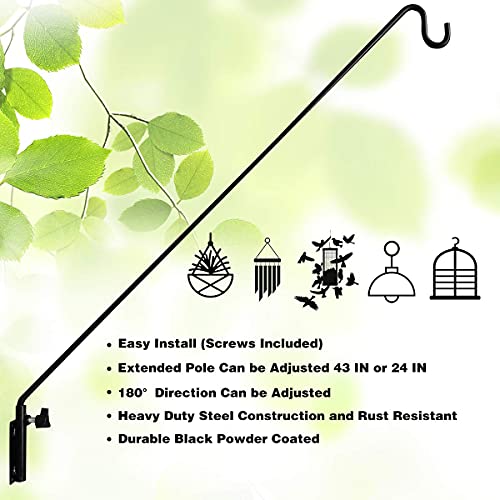 Sell My Stuff adjustable outdoor bird feeder pole, 24–43 in, black steel, rust resistant on Tampa Home & Garden Store
