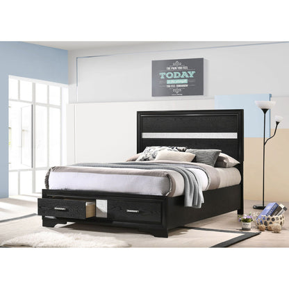 Urbana storage panel bed by HouseOfZazla in black wood with hidden drawers on a platform frame on Tampa Home & Garden Store