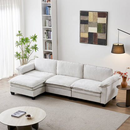 Living Room Sofa Luxury Couch with Ottoman in soft beige chenille by HouseOfZazla on Tampa Home & Garden Store