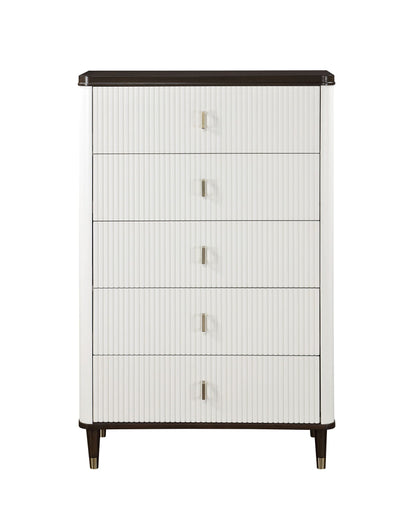 Carena Chest with Drawer Storage white walnut finish ribbed fronts metal handles on Tampa Home & Garden Store