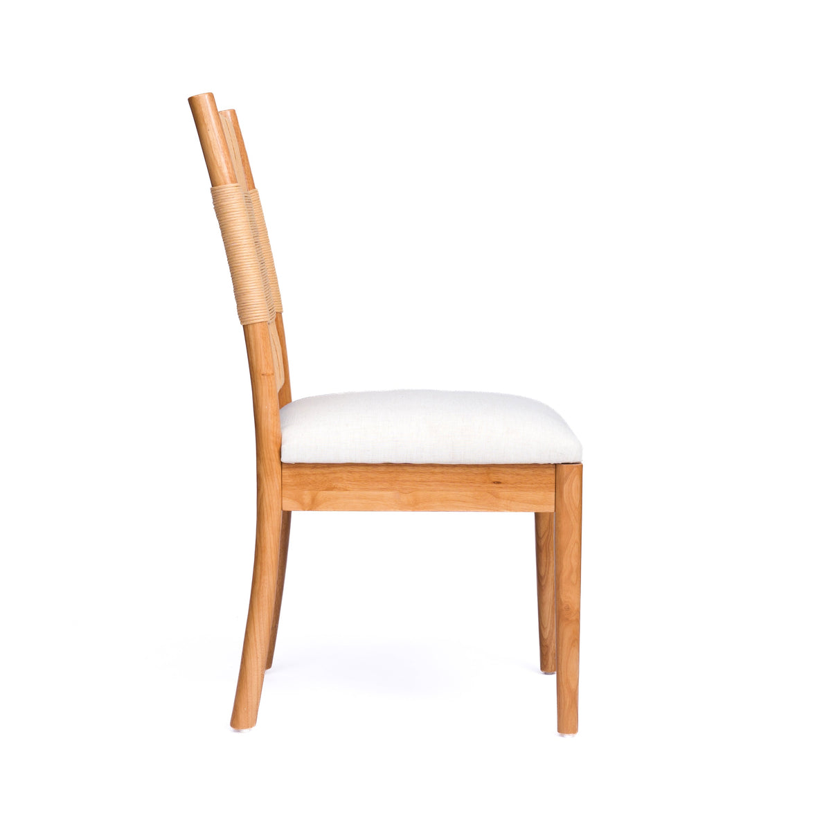 2-piece paper rope dining chairs set with natural wood frame and white cushioned seats on Tampa Home & Garden Store