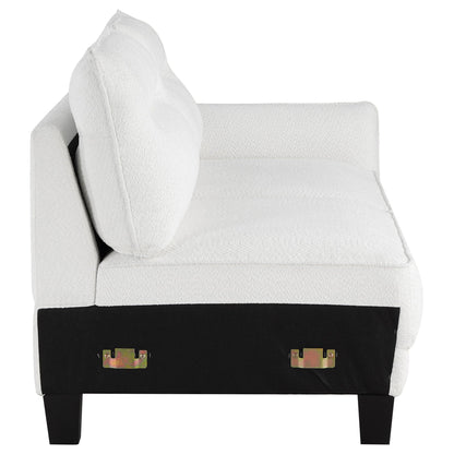Granholm upholstered curved-arm sectional sofa, white textured fabric, HouseOfZazla on Tampa Home & Garden Store